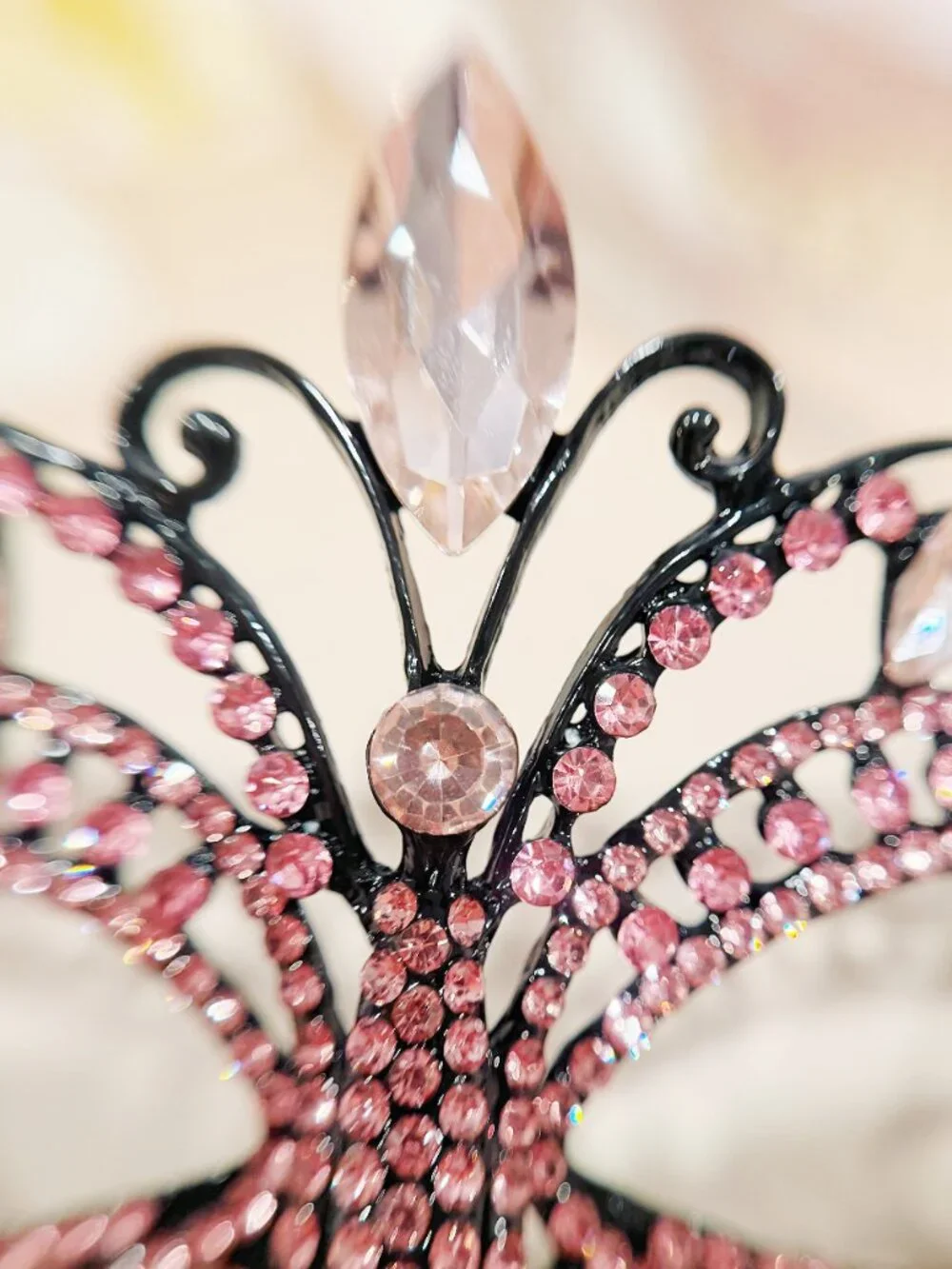 Pink Crystal Masquerade Mask, Butterfly Venetian Mask, Masquerade Ball Mask